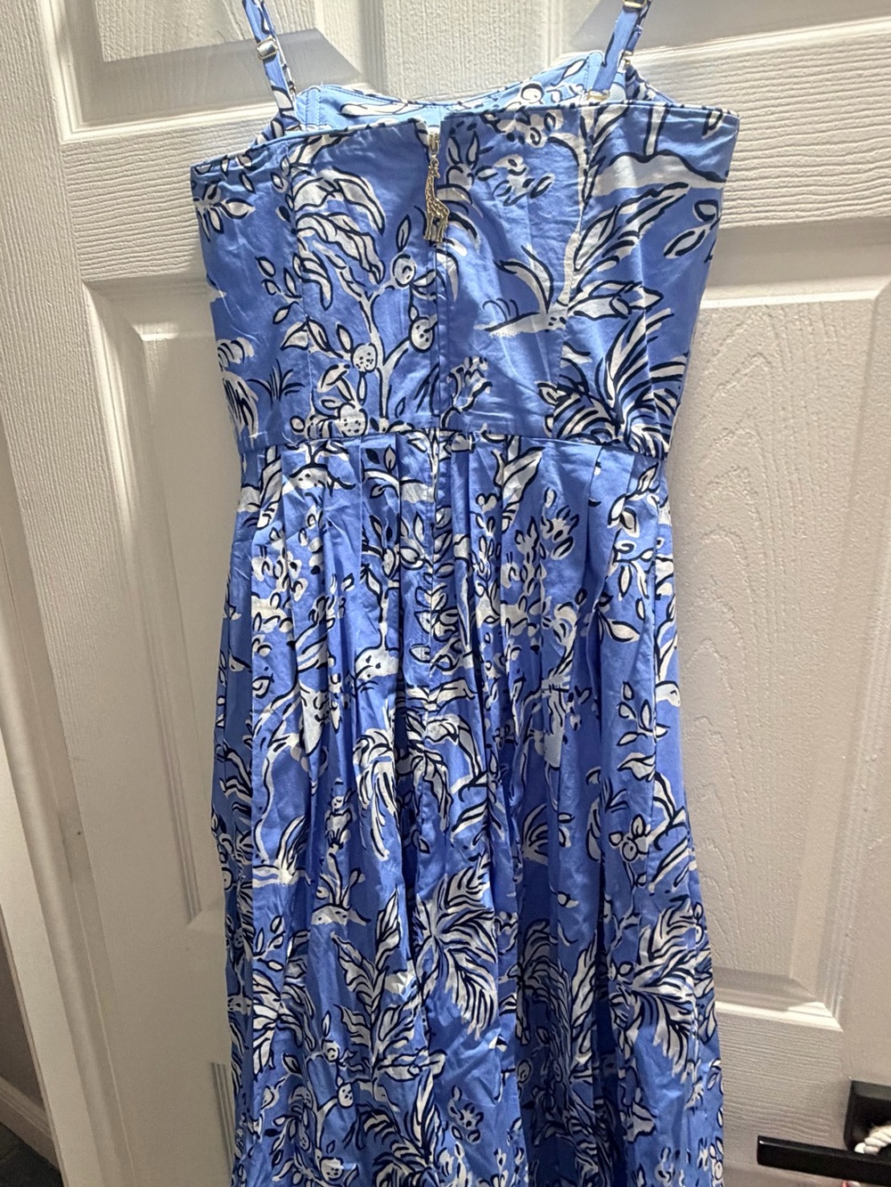 Lilly Pulitzer Strapless Blue Floral Midi Dress - Picture 5 of 5